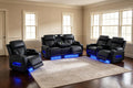 Power Recliner Sofa Set with Bass Speakers, Leather Power Reclining Sectional Couches, Multifunction Home Theater