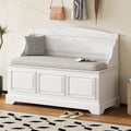 Rustic Entry Storage Bench with Hidden Compartments and Removable Cushion, Wooden Entryway Hallway Foyer Shoe Bench