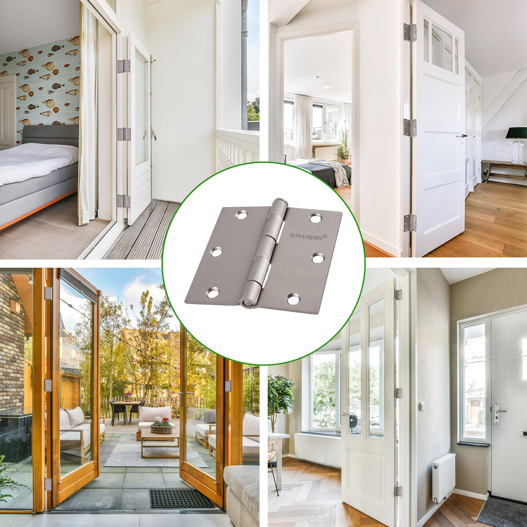 18 Pack Satin Nickel Door Hinges Brushed Nickel 3.5 x 3.5 Inch Door Hinge for Interior Door with Square Corners, 3