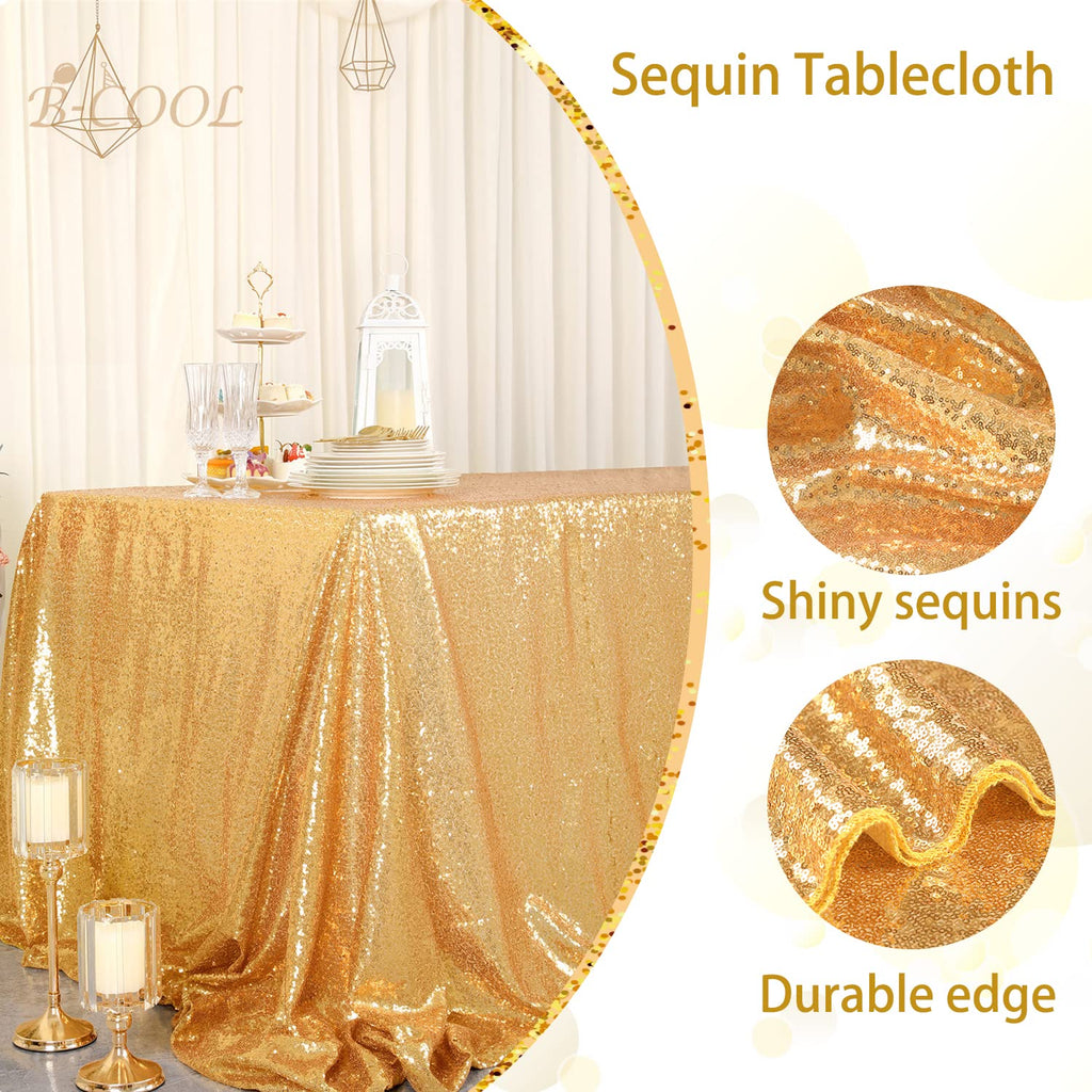 Gold Sequin Tablecloth Seamless 90x132inch Rectangle Sequence Table