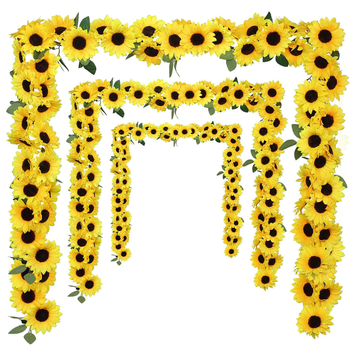 3pcs Artificial Sunflower Garland, Yellow