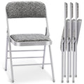 4 Pack Folding Chairs with Fabric Padded Cushion and Back, Commercial Grade Metal Chairs with Fabric Cushion, for