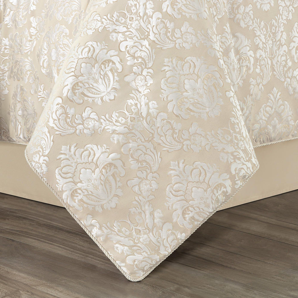 9-Piece Elegant Damask Comforter Set, Beige White