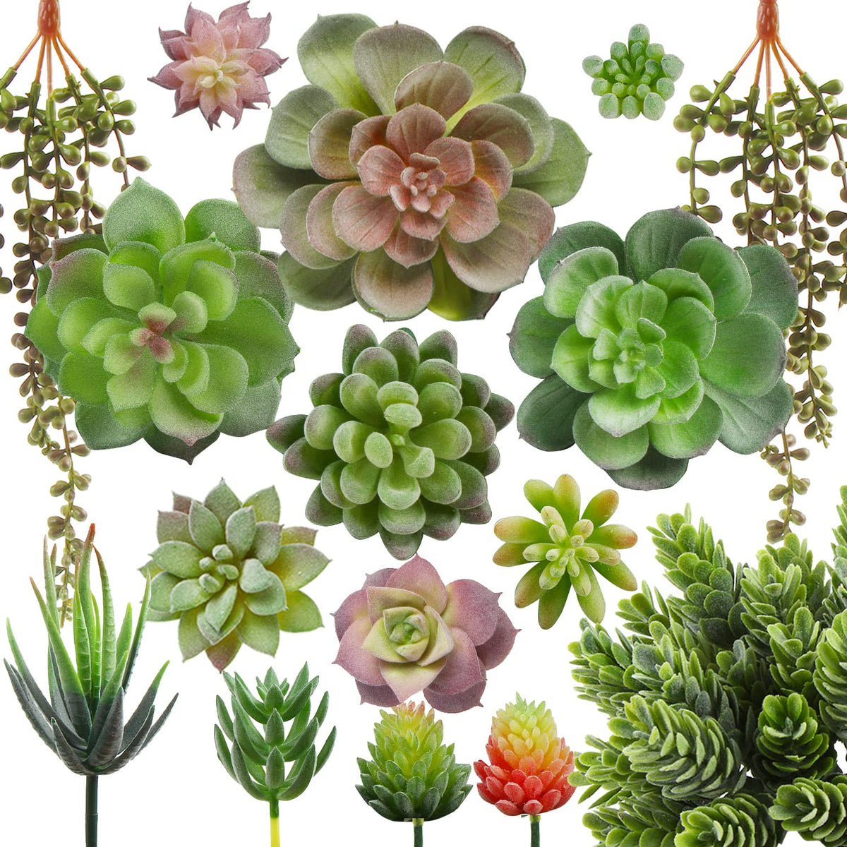 Artificial Succulent Plant, 16pcs Large Faux Flocked Succulent Decor for Floral Wall Garden Arrangement Home Office