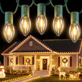 C9 Christmas Lights Outdoor, 100FT 50 Clear LED Bulbs, Warm White