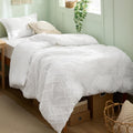 White Embroidered Cal King Duvet Cover, Soft Vintage Boho Style