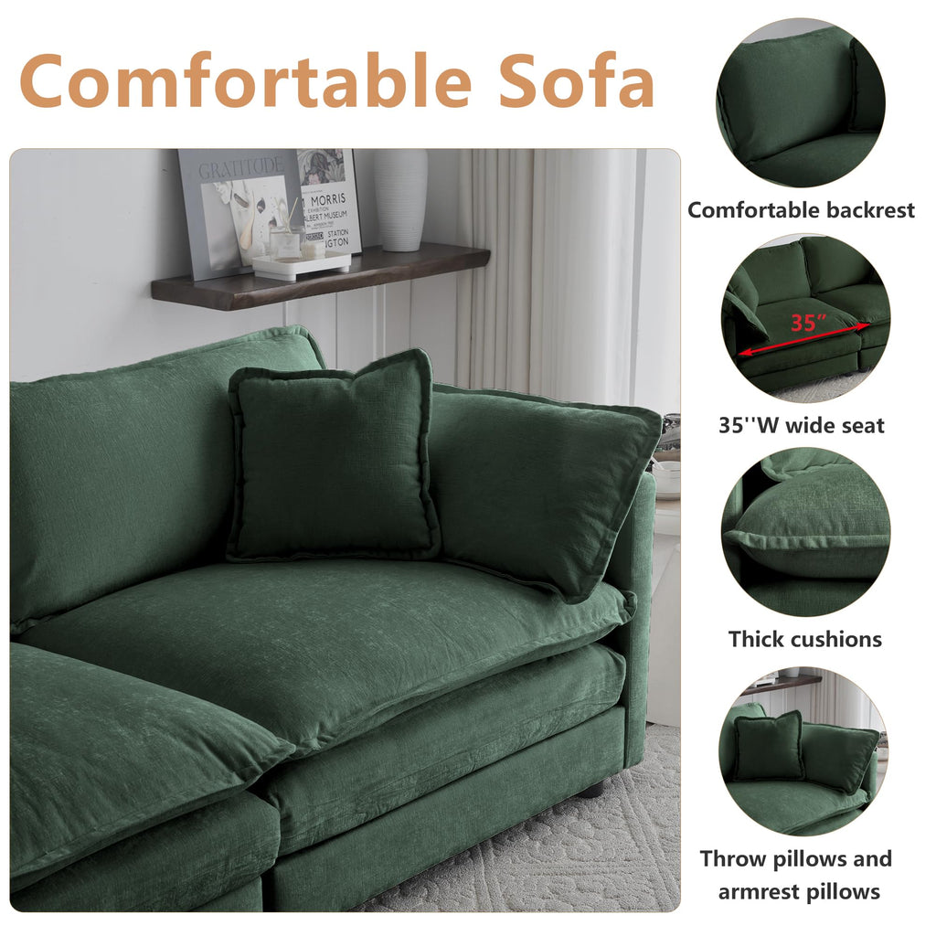 Luxury 2 Piece Cloud Couches Set, Modern Upholstered Chenille 3 Seater and Loveseat Sofa Set with 9 Pillow Bedroom