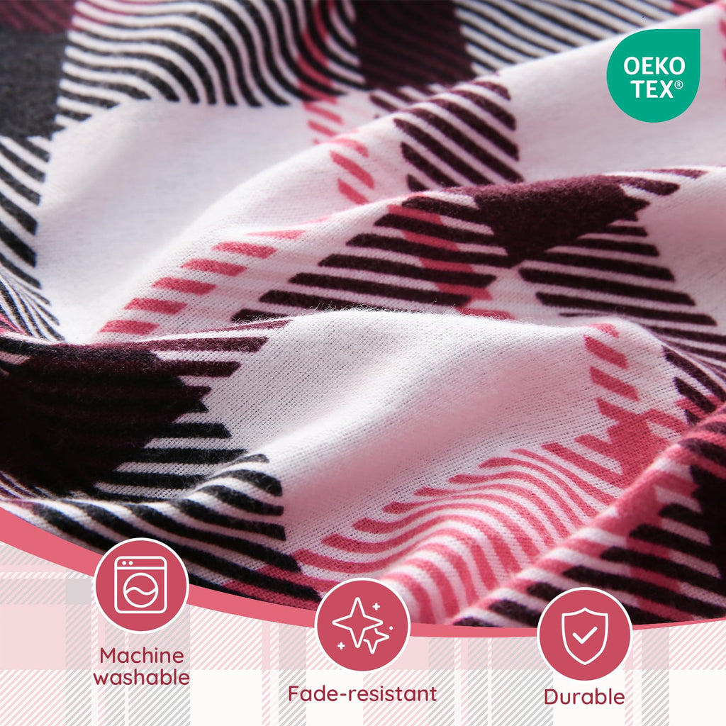 100% Cotton Flannel Sheet Set, Heavy-Duty Fluffy Flannel Design 4 Pieces, Thermal Lock Technology, 16 inch