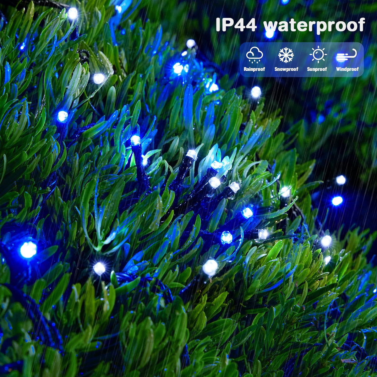 250 LED Blue & White Christmas Lights, 91.5ft String Light Plug in