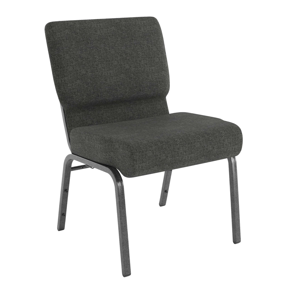 Series 21''W Church Chair in Dark Gray Fabric - Silver Vein Frame