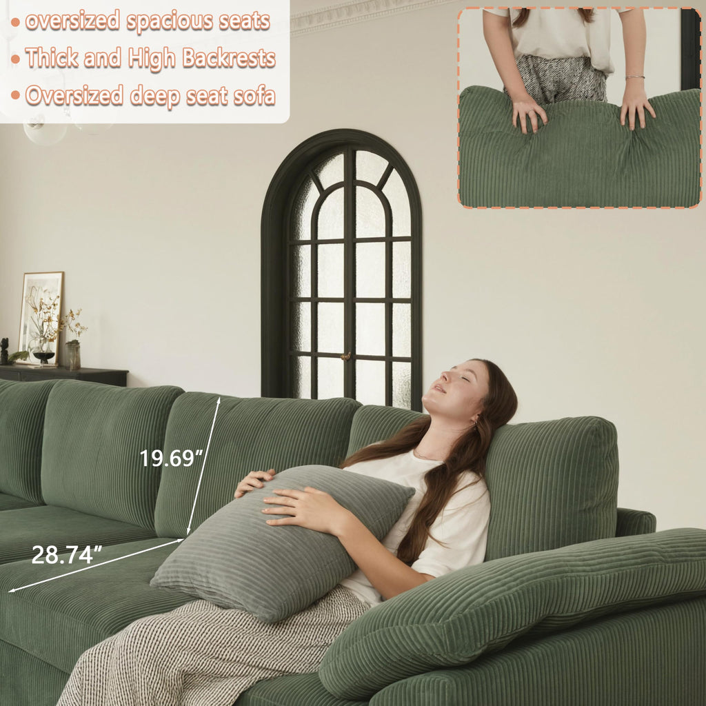 Extra Large Sectional Modular Sofa, U Shape Modular Sofa, Green
