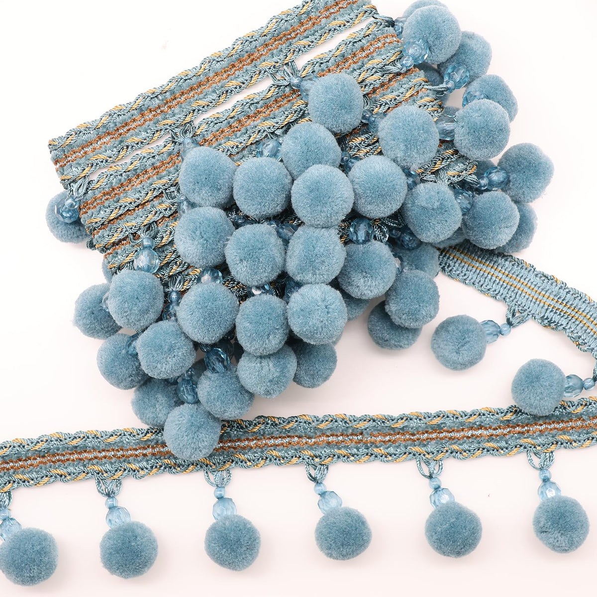 2inch Width Pom Pom Trim Ball Fringe Ribbon DIY Sewing Lace Accessory for Clothing Curtain Pillow Accessory - 4 Yards