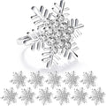 Christmas Silver Snowflake Napkin Rings, Napkins Ring for Dinning Table - Rustic Dinner Tables Decoration - Set of 12