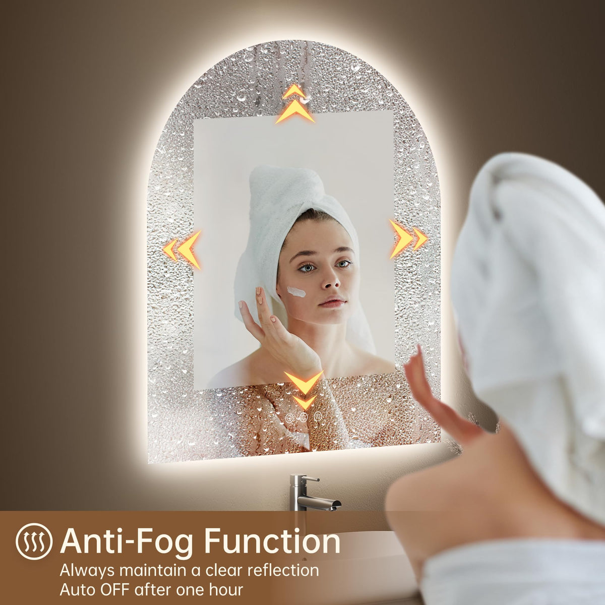 30"x36" Arched LED Lighted Bathroom Mirror with Lights