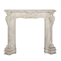 Ornate Decorative Wood Fireplace Mantel, Distressed Cream