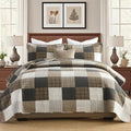 100% Cotton Quilt, Lodge Cabin Plaid Quilted Bedspread