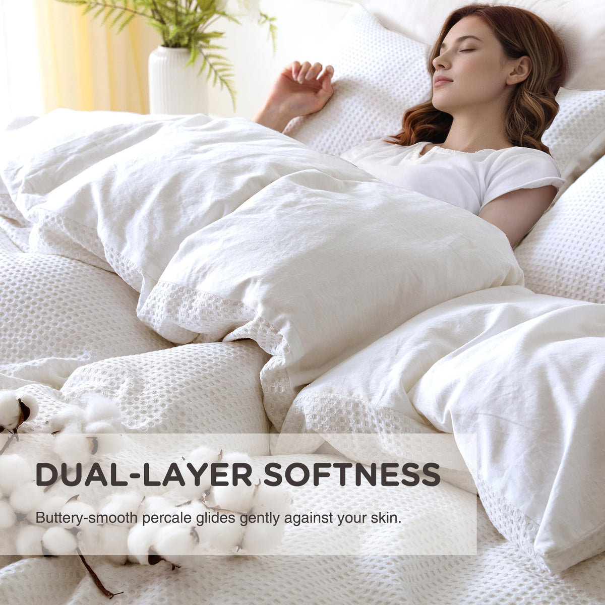 Cotton Duvet Cover - 100% Cotton Waffle Weave Duvet Cover Set