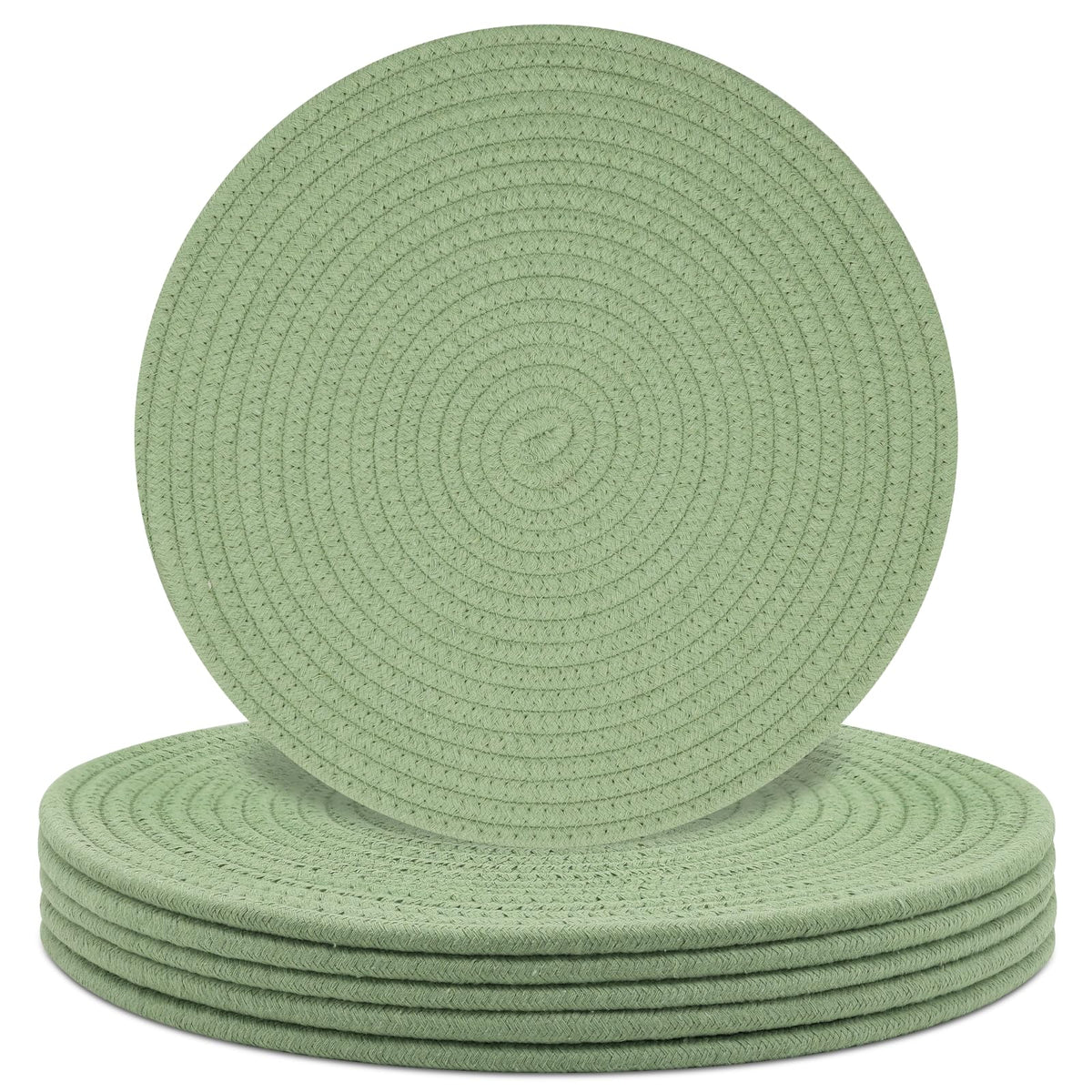 Round Placemats Set of 6, Cotton Rope Woven Table Mats, Hot Pads , Non Slip Heat Resistant Place Mats, 13 Inches