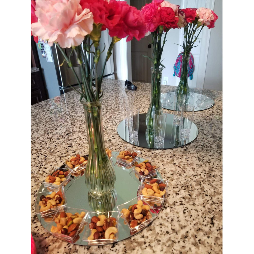 WGV Round Mirror Plate Sets Bulk 10" Diameter, 4.5 mm Thickness, Frameless Sanded Edges, Quality Thick Candle Tray
