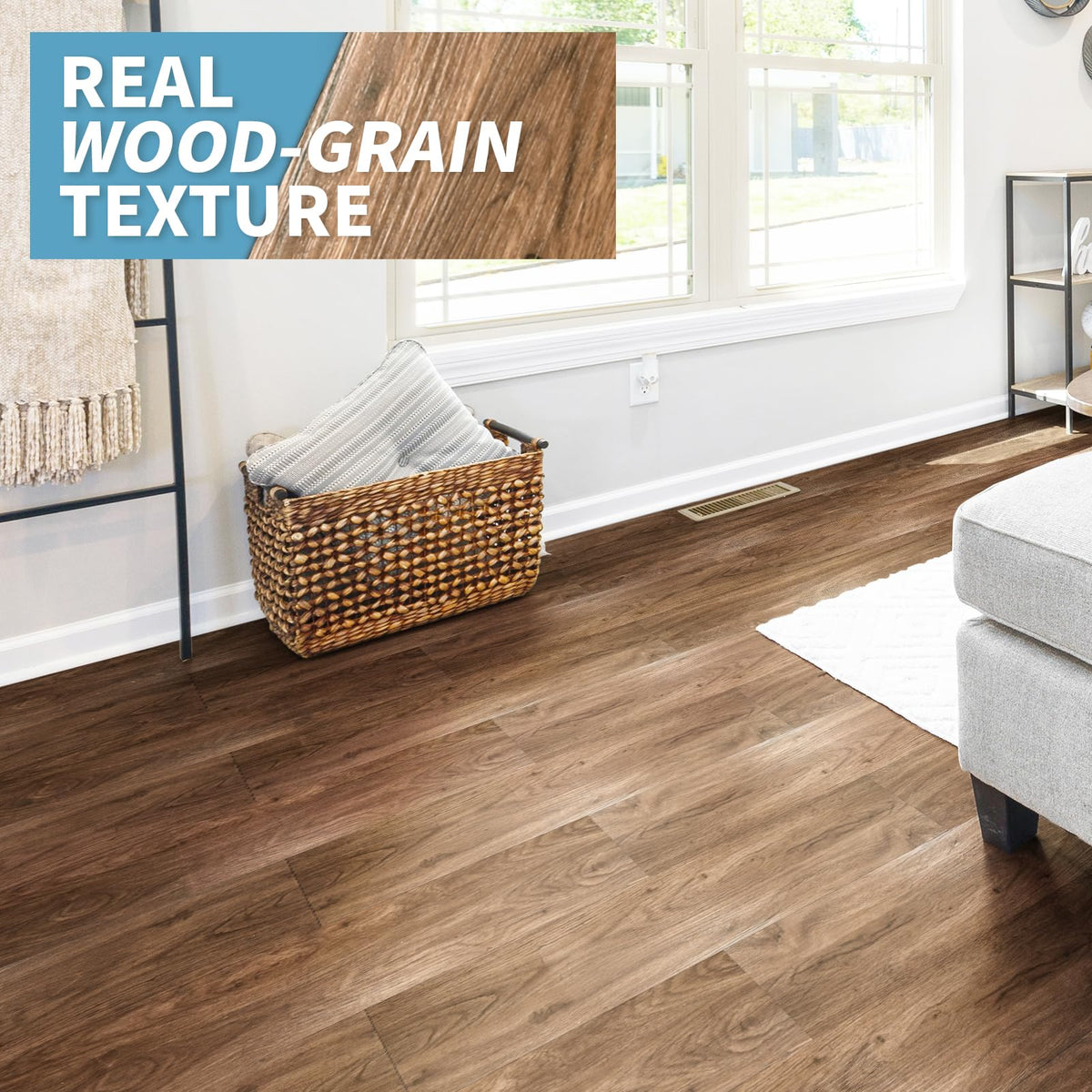 Wood Texture Peel and Stick Vinyl Floor Tiles, 36-Pack, Rosewood