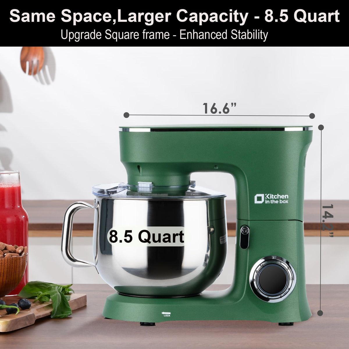 Stand Mixer 8.5 QT, 900 Watt Heavy Dough Mixer Green