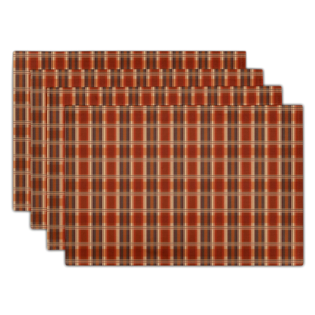 Fall Placemats Set of 4 - Rustic Autumn Buffalo Plaid Tabletop Place Mats 12x18 Inch Thanksgiving Table Mats