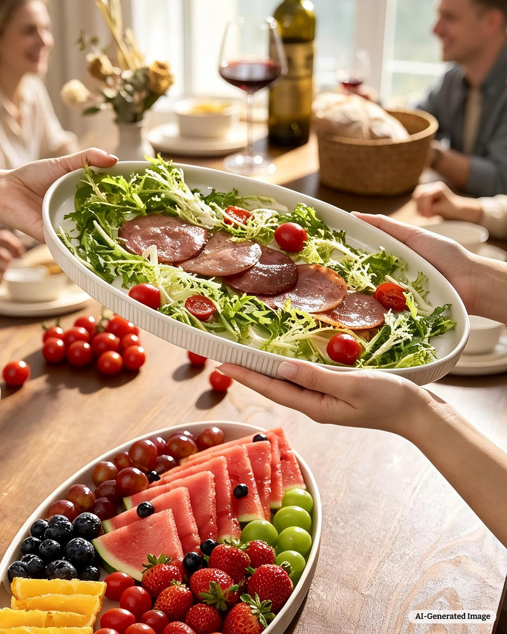 Large Serving Platters Set of 3 Sizes - Oval, Matte White