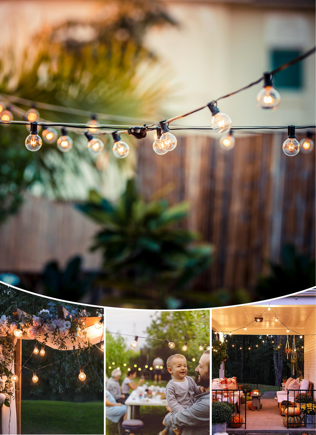 Outdoor String Lights 55FT Patio Lights with 50 Edison Glass Bulb