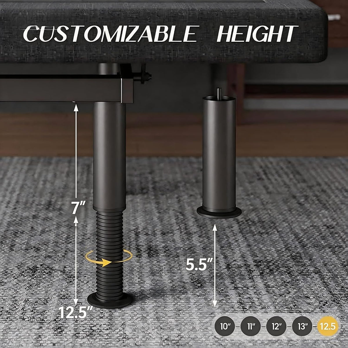Adjustable Bed Frame Queen with Massage -Wireless Remote Electric Power Bed Foundation Under-Bed Lighting | Zero