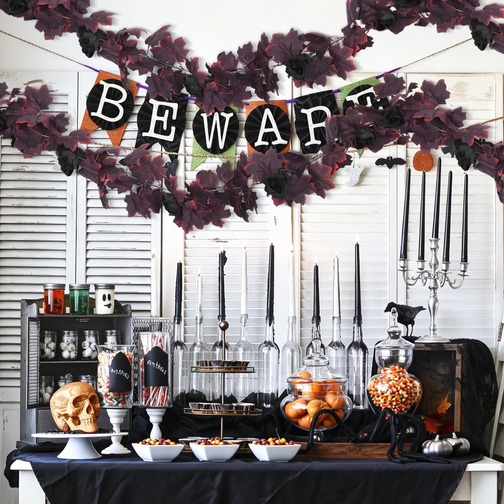 Black Artificial Fall Maple Leaf Garland Autumn Fake Maple Vine