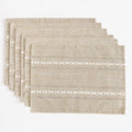 Linen Place Mats, Coffee Embroidered Placemats Set of 6