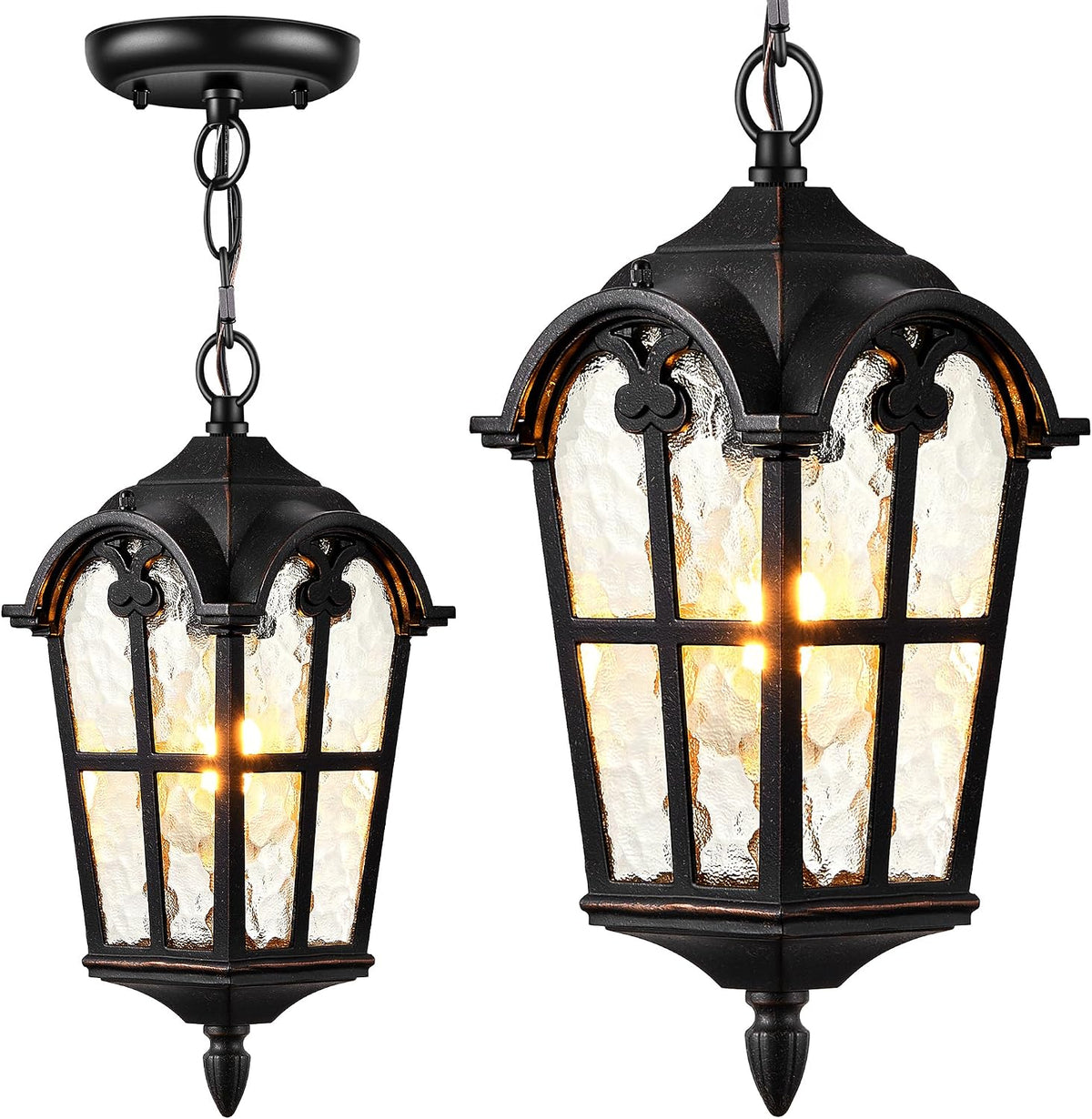 Vintage ORB Pendant Light Fixtures with Gold Trim, 1 Pack Porch Lights Outdoor with Adjustable Chain