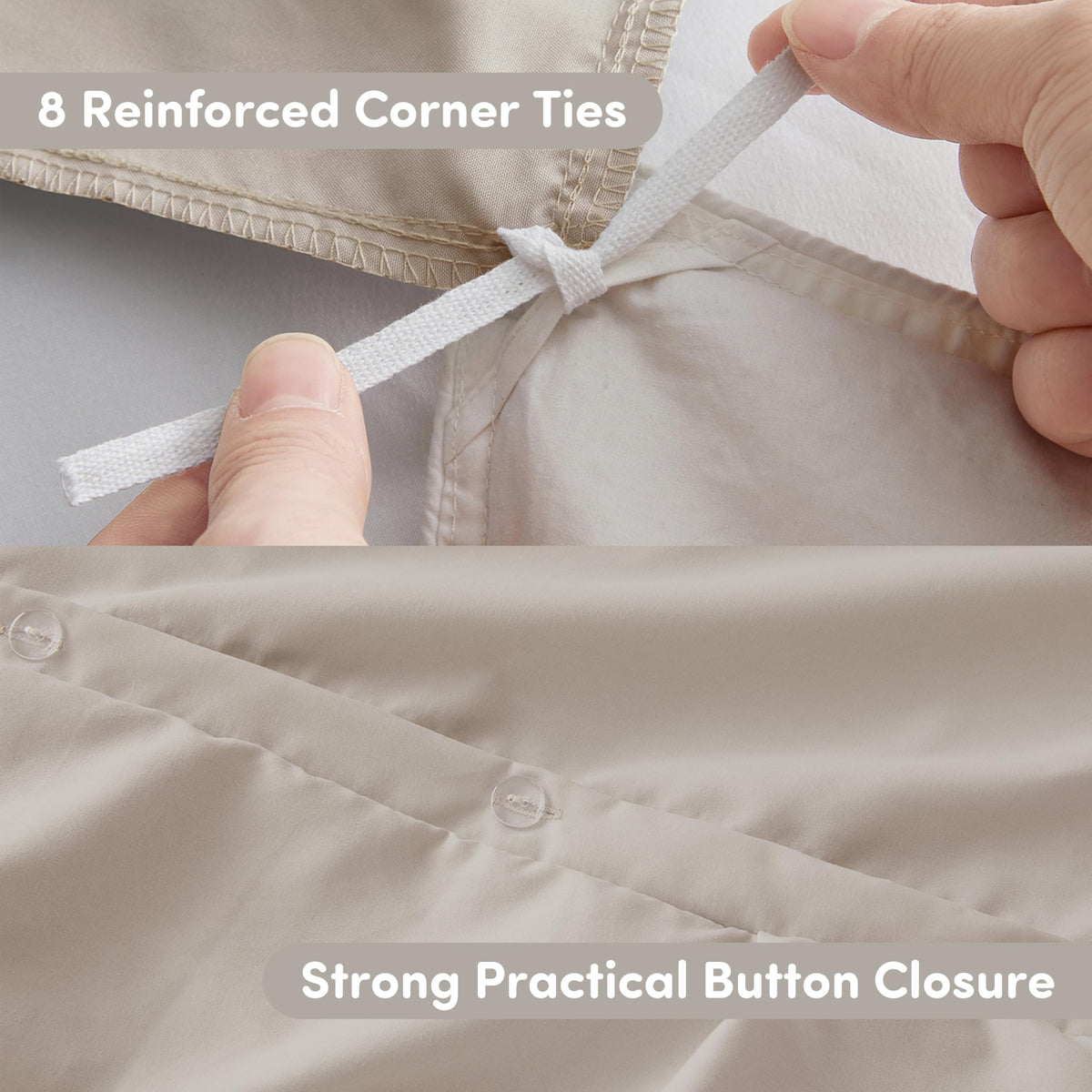 Duvet Cover Set Linen - Soft Double Brushed Duvet Set with Button Closure & Corner Ties, 2 Piece Luxurious Pinch