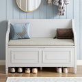42" Rustic Storage Bench Entryway Bench Shoe Cabinet Ottoman (White)