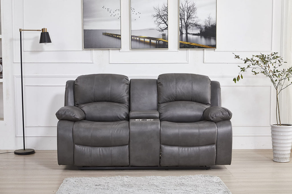 Power Reclining Bonded Leather, Grey, Loveseat
