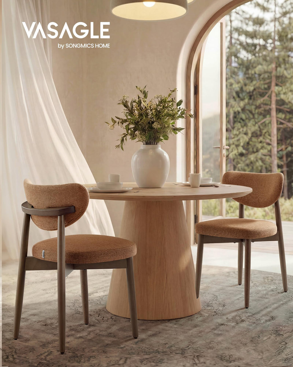 Wooden Dining Chairs Set of 2, Upholstered Kitchen Chairs