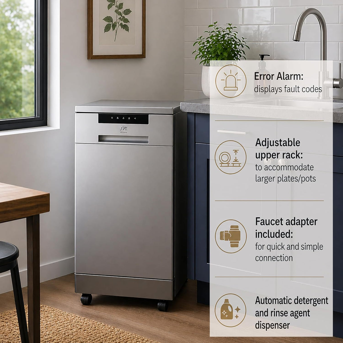 SD-9263SSC: 18″ Portable Dishwasher with - Stainless Steel