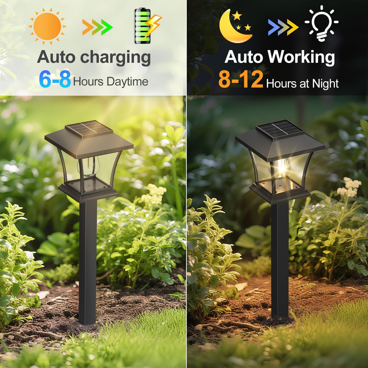 16 Pack Solar Pathway Lights Outdoor, Warm White