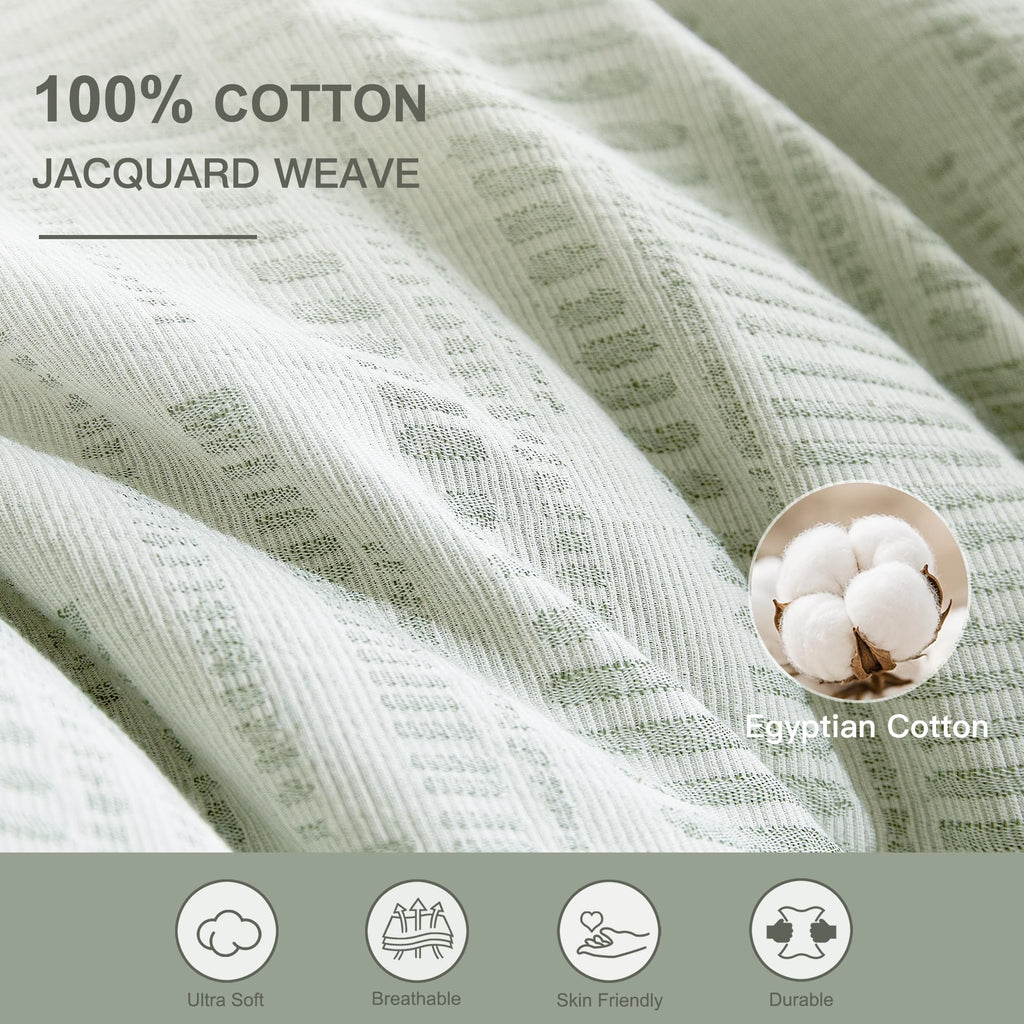 100% Egyptian Cotton Duvet Cover Queen Size, Green, 3 Pieces