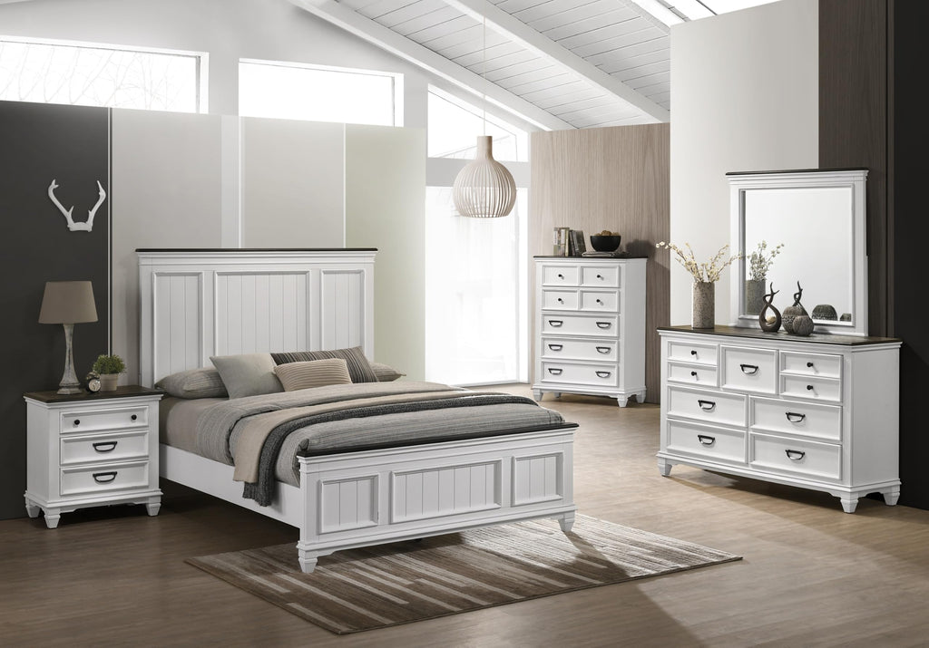 Peanu Queen Bed Frame, Shiplap Panel, Weathered White Wood Set