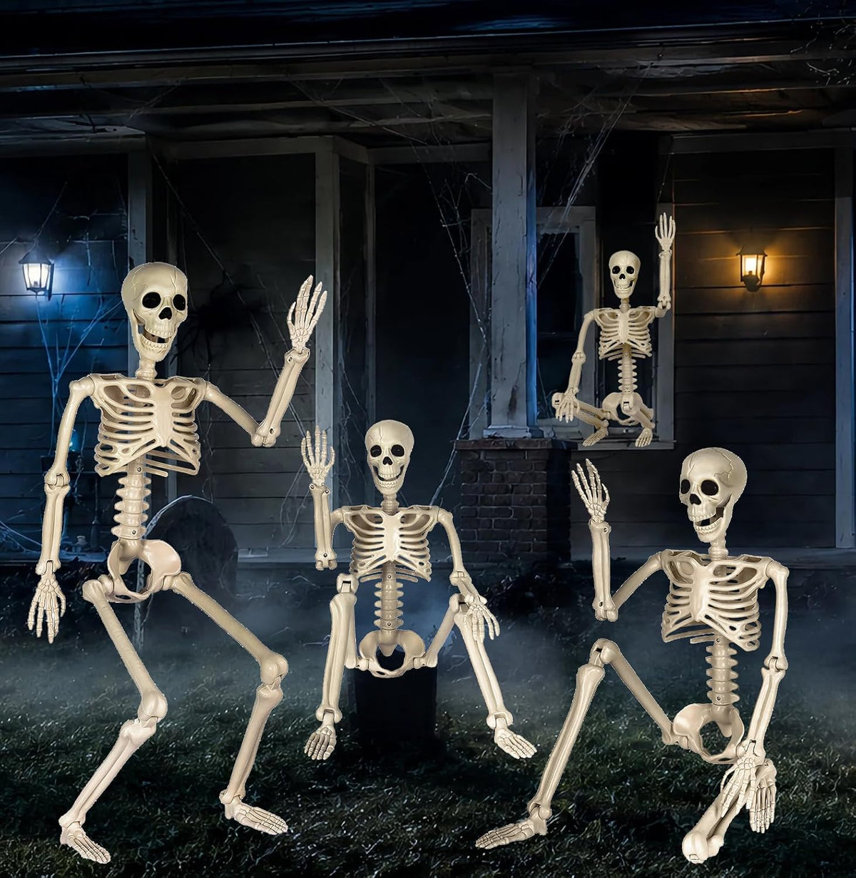 Halloween Decorations outdoor, 2Pack 36" halloween-Skeletons Decoration indoor-3ft Life Size Human Plastic Skeleton