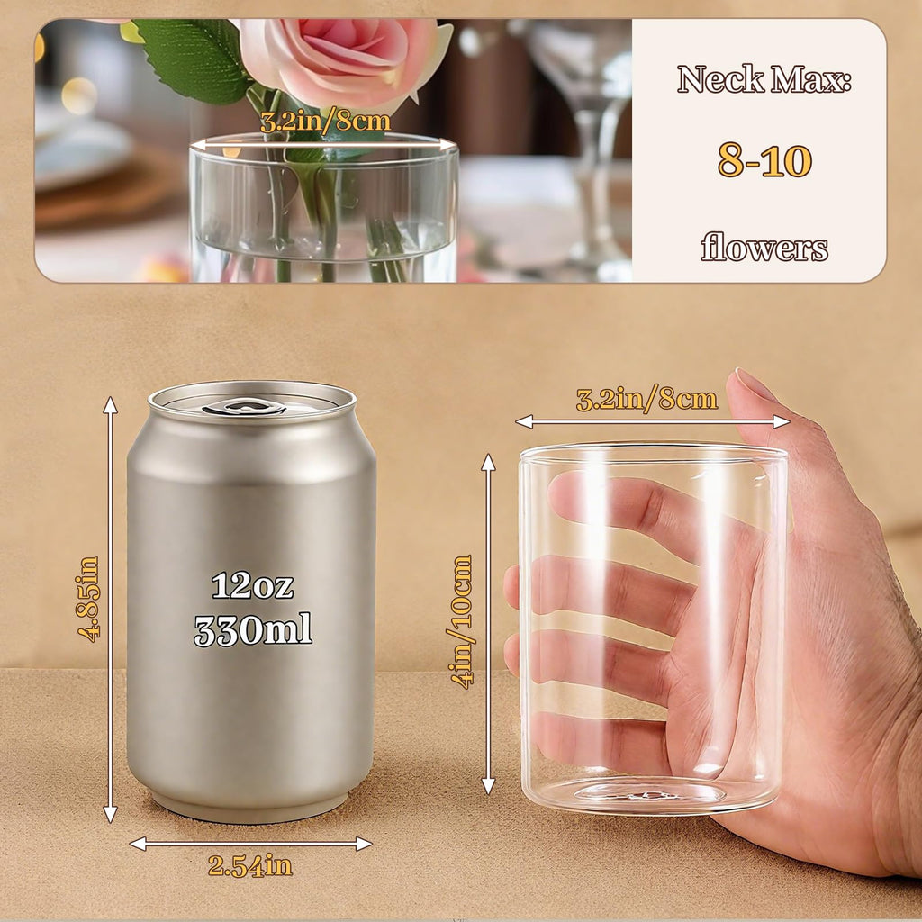 12pcs 4 Inch Clear Glass Cylinder Vases for Centerpieces