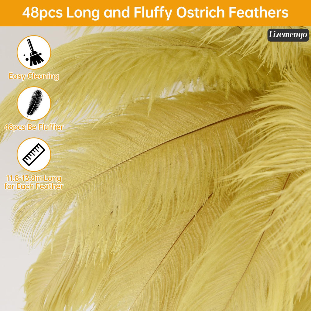 Inspired Arco Style Feather Floor Lamp, Fluffy Ostrich Feathers Lamp, Rose Gold Color Body, 3 Color Temperatures Modern Funky Arc Tall