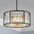4-Light Mid-Century K9 Crystal Drum Chandelier for Dining and Living Rooms