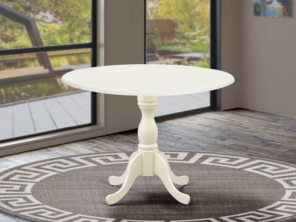 Inspired Saarinen Style West Furniture Dublin Modern Kitchen Table - a Round Dining Table Top with Dropleaf & Pedestal Base, 42x42 Inch