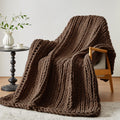 Chunky Knit Throw Blanket, Knitted Throw Chenille Yarn, 50"*60"