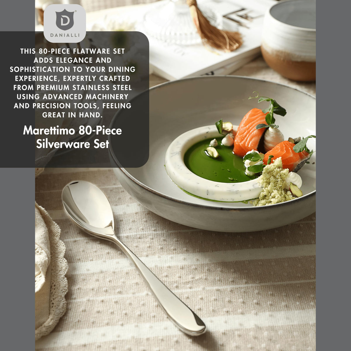 Silverware Set for 16, 18/10 Stainless Steel (80-Piece, Marettimo)