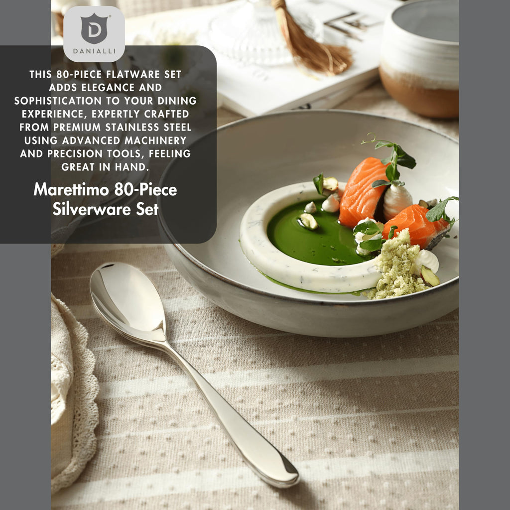 Silverware Set for 16, 18/10 Stainless Steel (80-Piece, Marettimo)