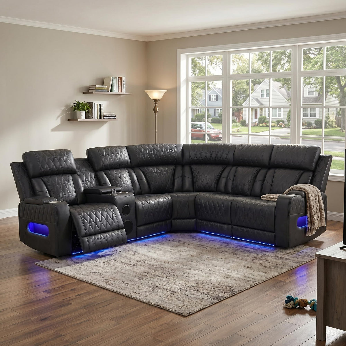 Power Reclining Sectional Sofa with Cup Holders/Storage