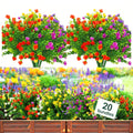 20 Bundles Artificial Flowers Outdoor Fake Plants, UV Resistant No Fade Faux Plastic Greenery Shrubs for Hanging